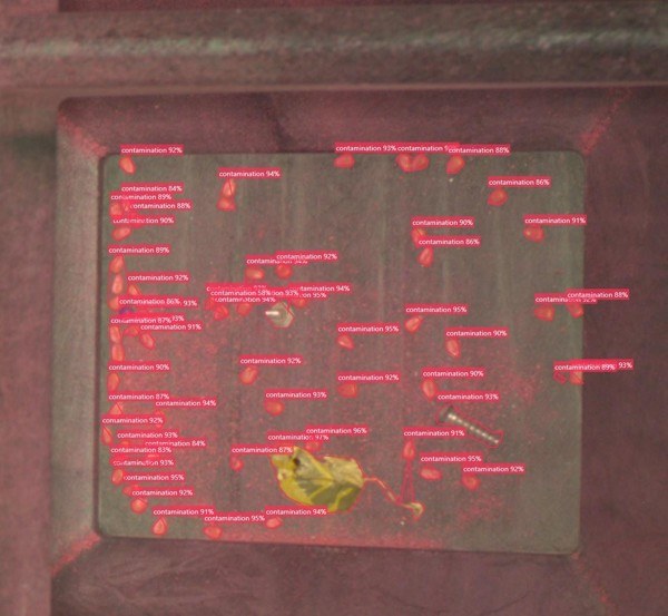 SolVAI deep-learning inspection flagging contamination inside a seed probox